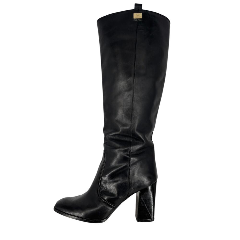 Diane Von Furstenberg Yoko Tall Leather Boots Womens Size 10 Minimalist Heels